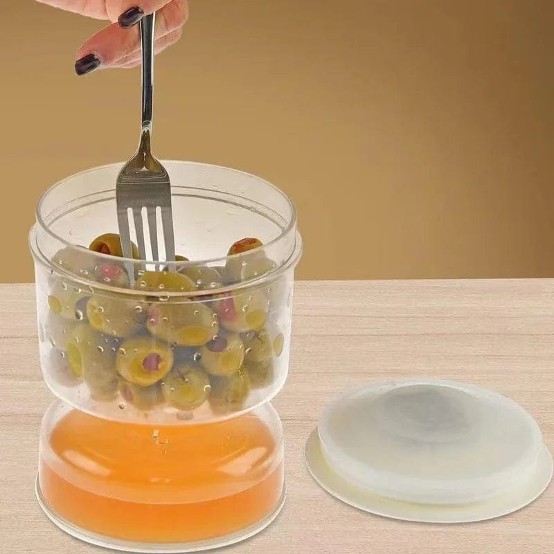 Distributeur d'Olives et Cornichons en Bocal pour Cuisine - Séparateur de Liquides Boîtes Hermétiques