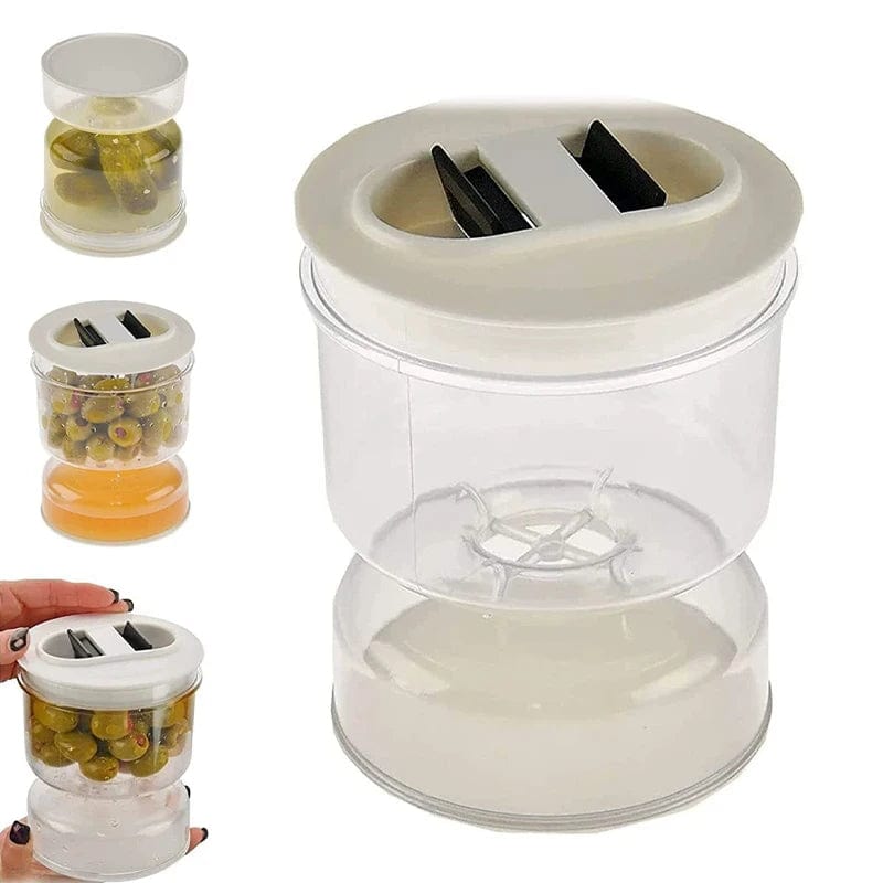 Distributeur d'Olives et Cornichons en Bocal pour Cuisine - Séparateur de Liquides Boîtes Hermétiques