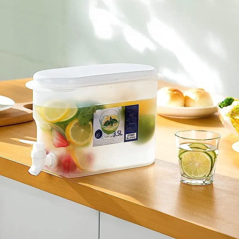 Distributeur de Boissons en Plastique avec Robinet - Capacité XXL - Idéal pour le Réfrigérateur - Théière à Fruits et Bouteille Limonade - Accessoires Maison