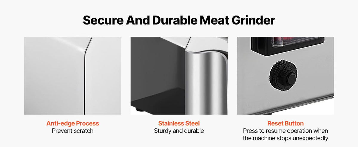 Hachoir à Viande Électrique Inox — 600W / 850W / 1100W avec Embout à Saucisses Hachoirs à Viande