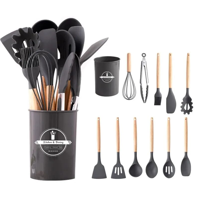 Ensemble d'ustensiles de cuisine en silicone 12 pièces, Antiadhésif Résistant à la chaleur - Outils de cuisine