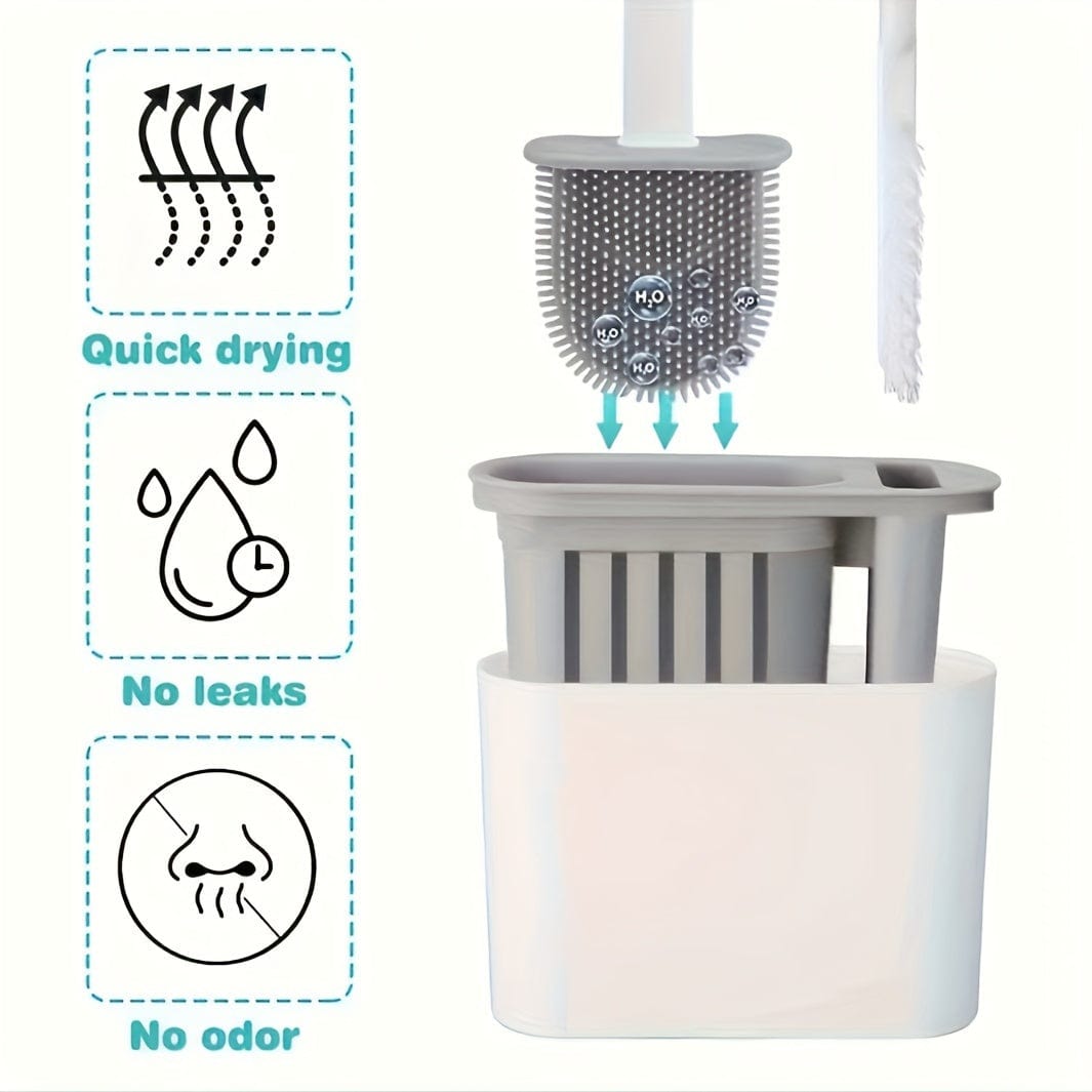 Ensemble Brosse WC Murale en Silicone – 2 Brosses + Support mural