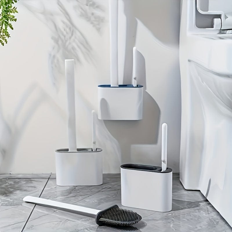Ensemble Brosse WC Murale en Silicone – 2 Brosses + Support mural