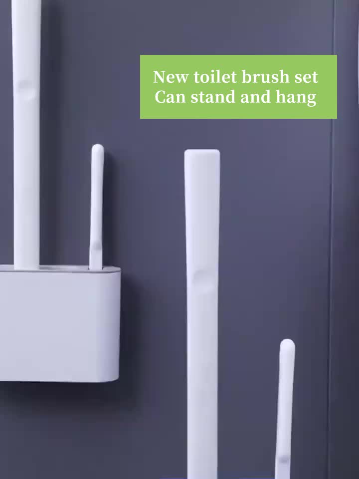 Ensemble Brosse WC Murale en Silicone – 2 Brosses + Support mural