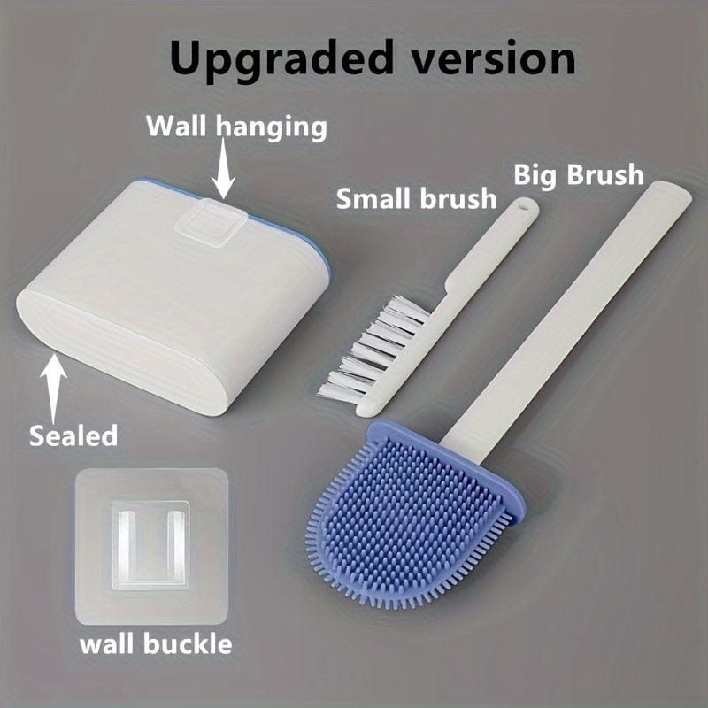 Ensemble Brosse WC Murale en Silicone – 2 Brosses + Support mural