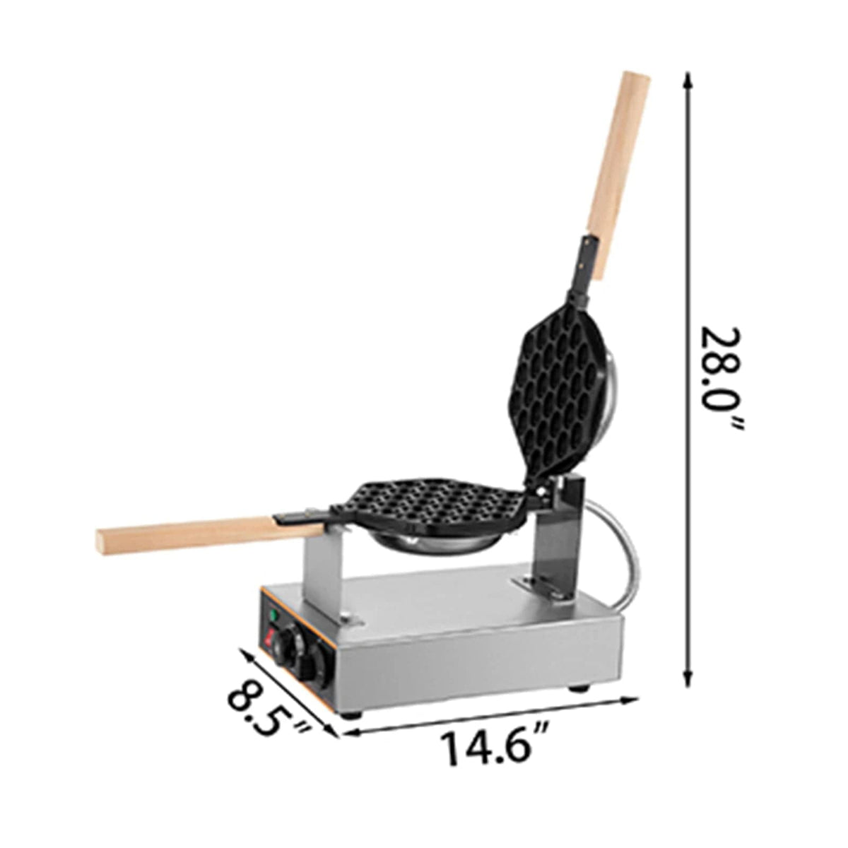 Gaufrier Électrique à Bulles d'Oeuf en Acier Inoxydable Quatre Gaufres