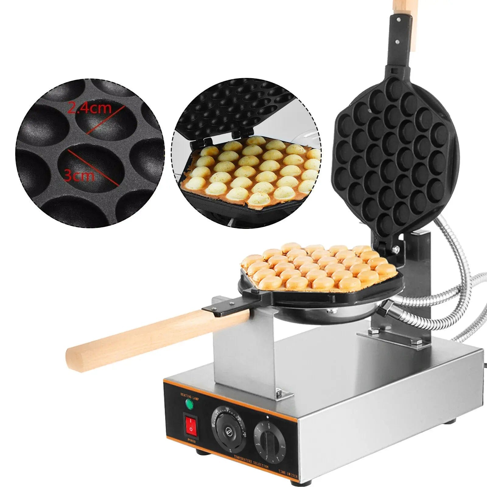Gaufrier Électrique à Bulles d'Oeuf en Acier Inoxydable Quatre Gaufres