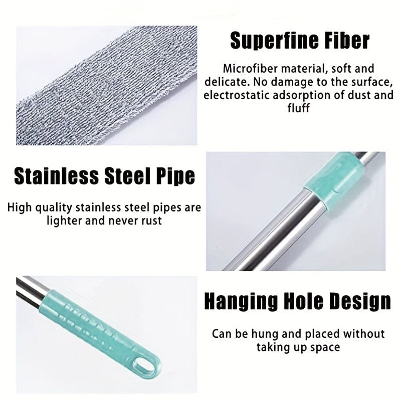 Kit Brosse à Poussière en Microfibre avec Manche Extensible - Nettoyage Sec Humide pour Canapé, Lit, Meubles