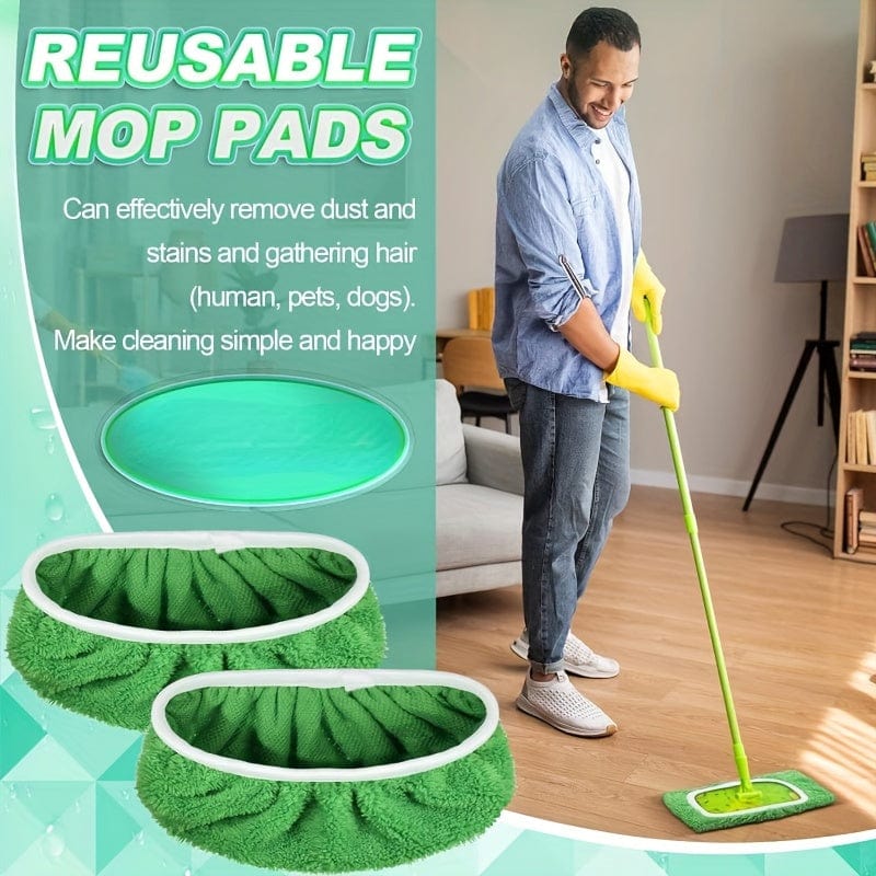 Lot 4 lingettes lavables pour balai plat - Absorption élevée, usage humide et sec, entretien facile balai