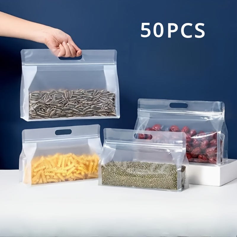 Lot de 50 sacs de conservation avec poignée pour aliments et ingrédients sacs et sachets