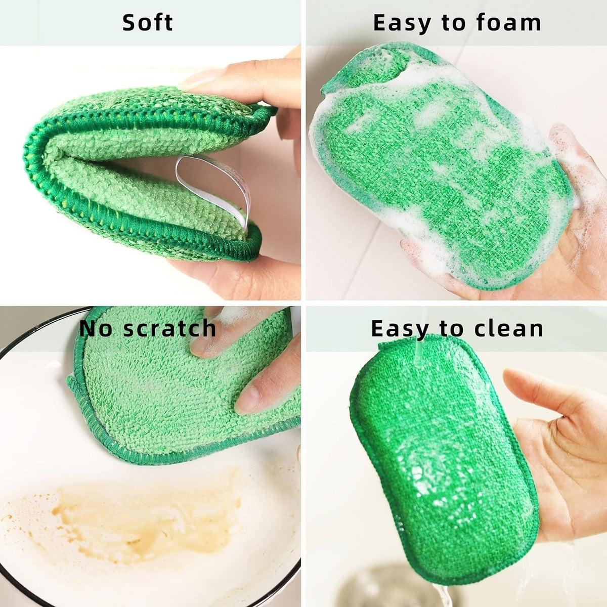 Lot de 10 Éponges Microfibre Colorées pour Cuisine, Facile À Nettoyer Vaisselle, Casseroles et Poêles eponge
