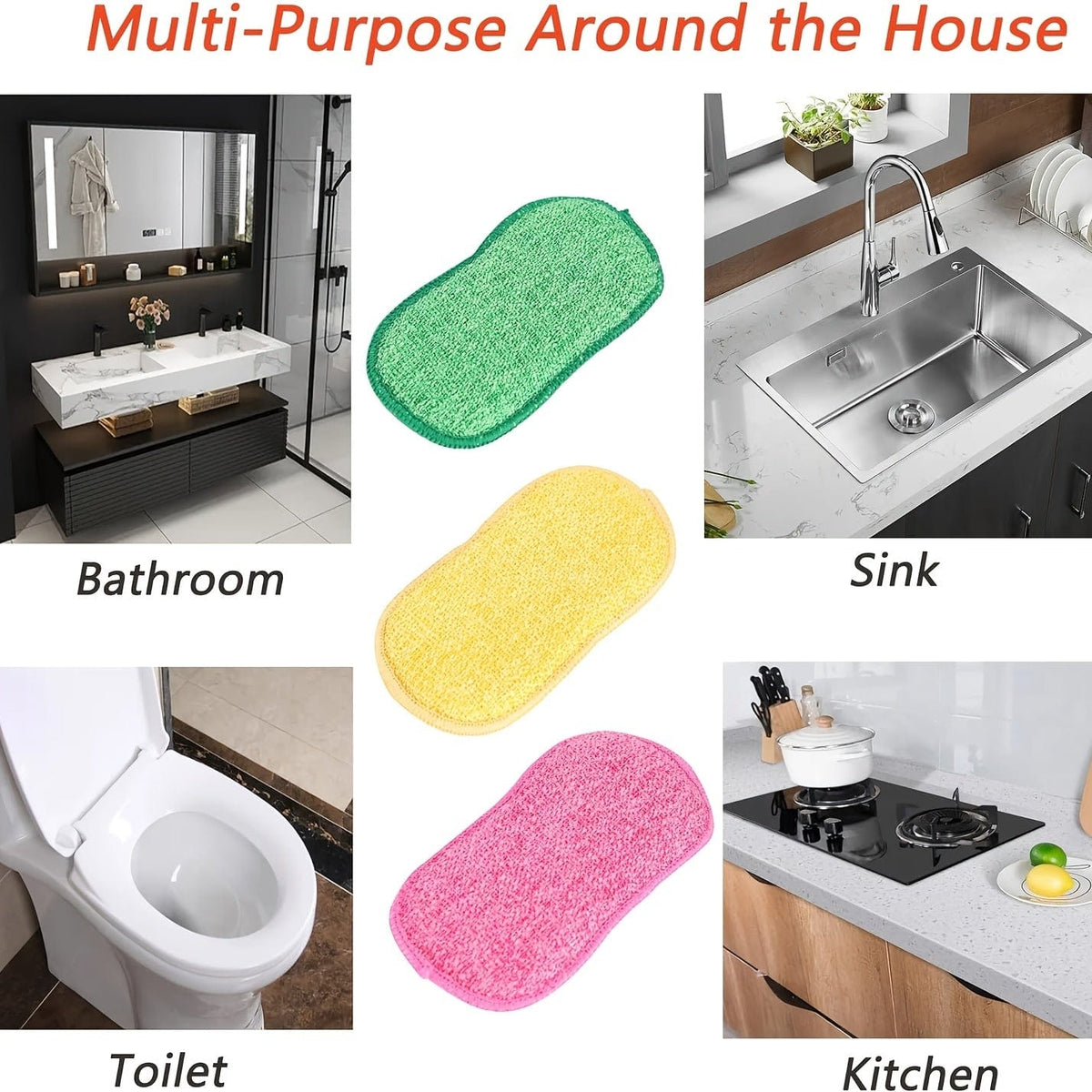 Lot de 10 Éponges Microfibre Colorées pour Cuisine, Facile À Nettoyer Vaisselle, Casseroles et Poêles eponge