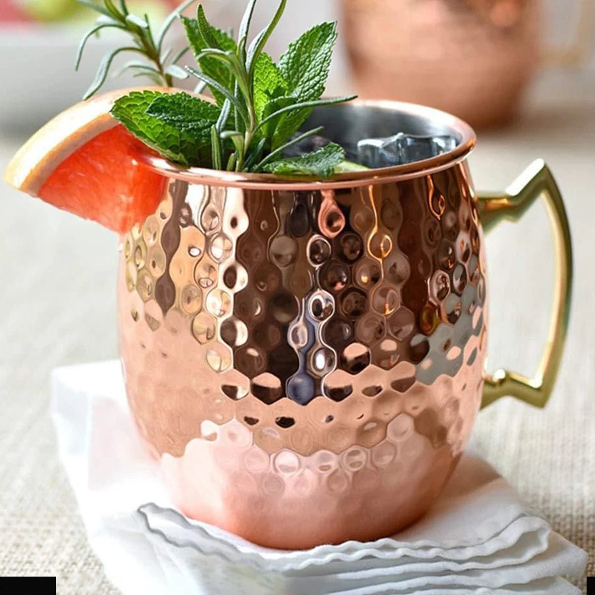Lot de 2 Mugs Moscow Mule en Acier Inoxydable Plaqué Or Rose - Cadeau Bar (16.9 oz)