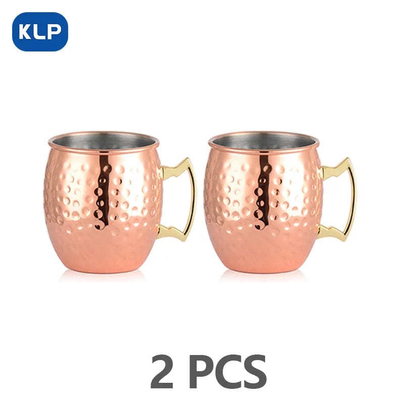 Lot de 2 Mugs Moscow Mule en Acier Inoxydable Plaqué Or Rose - Cadeau Bar (16.9 oz)