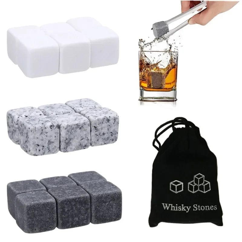 Lot de 6 pierres à whisky réutilisables pour rafraîchir vos boissons glacon reutilisable