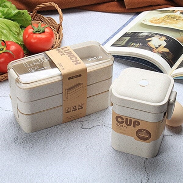 LunchBox Japonaise Multi-Compartiments avec Verre à Soupe Lunchbox