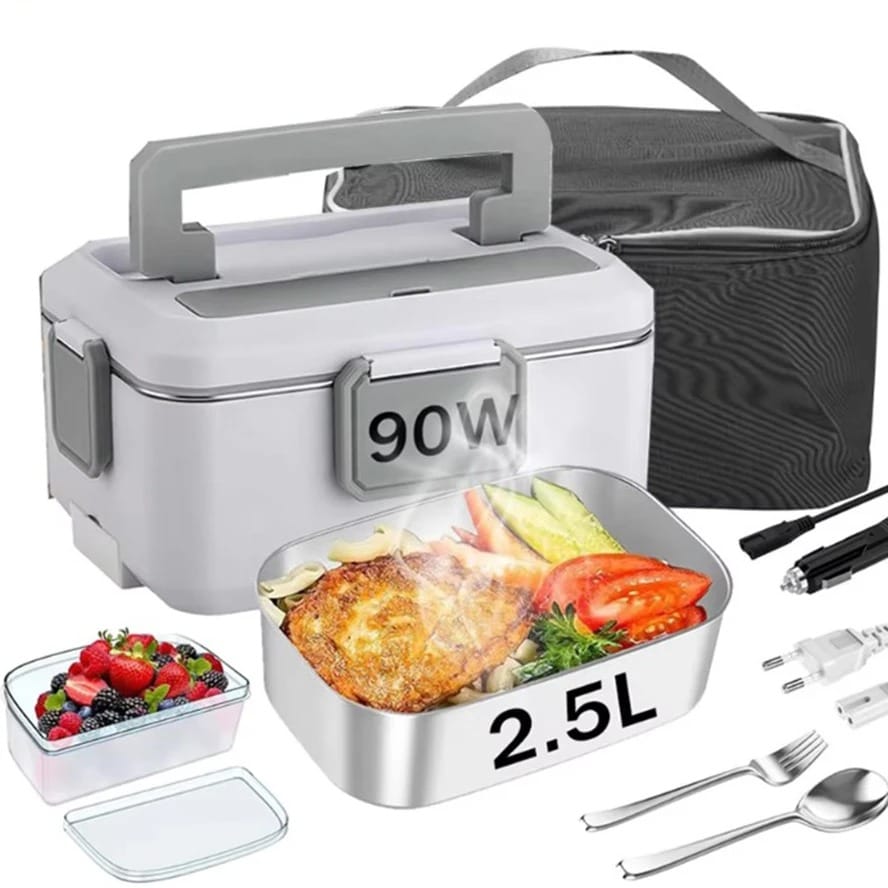 Lunch Box Électrique 90 W — Cuve Inox 304, 2,5 L, Double Tension 220 V / 12 V lunchboxchauf