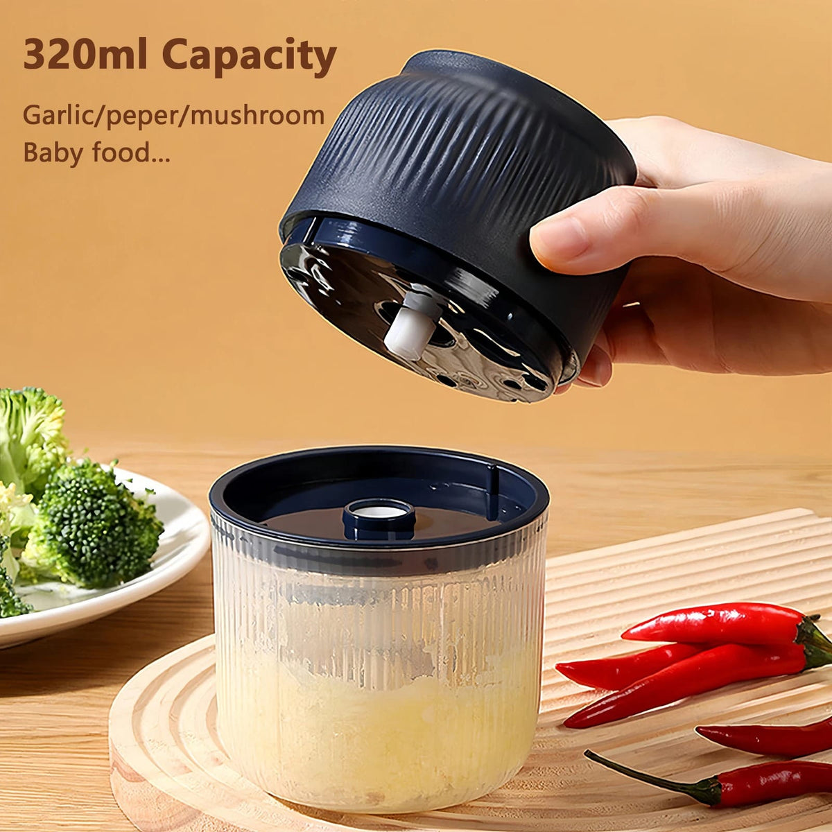 Mini Hachoir Électrique Rechargeable USB 300 ml — 6 Lames Inox hachoir electrique