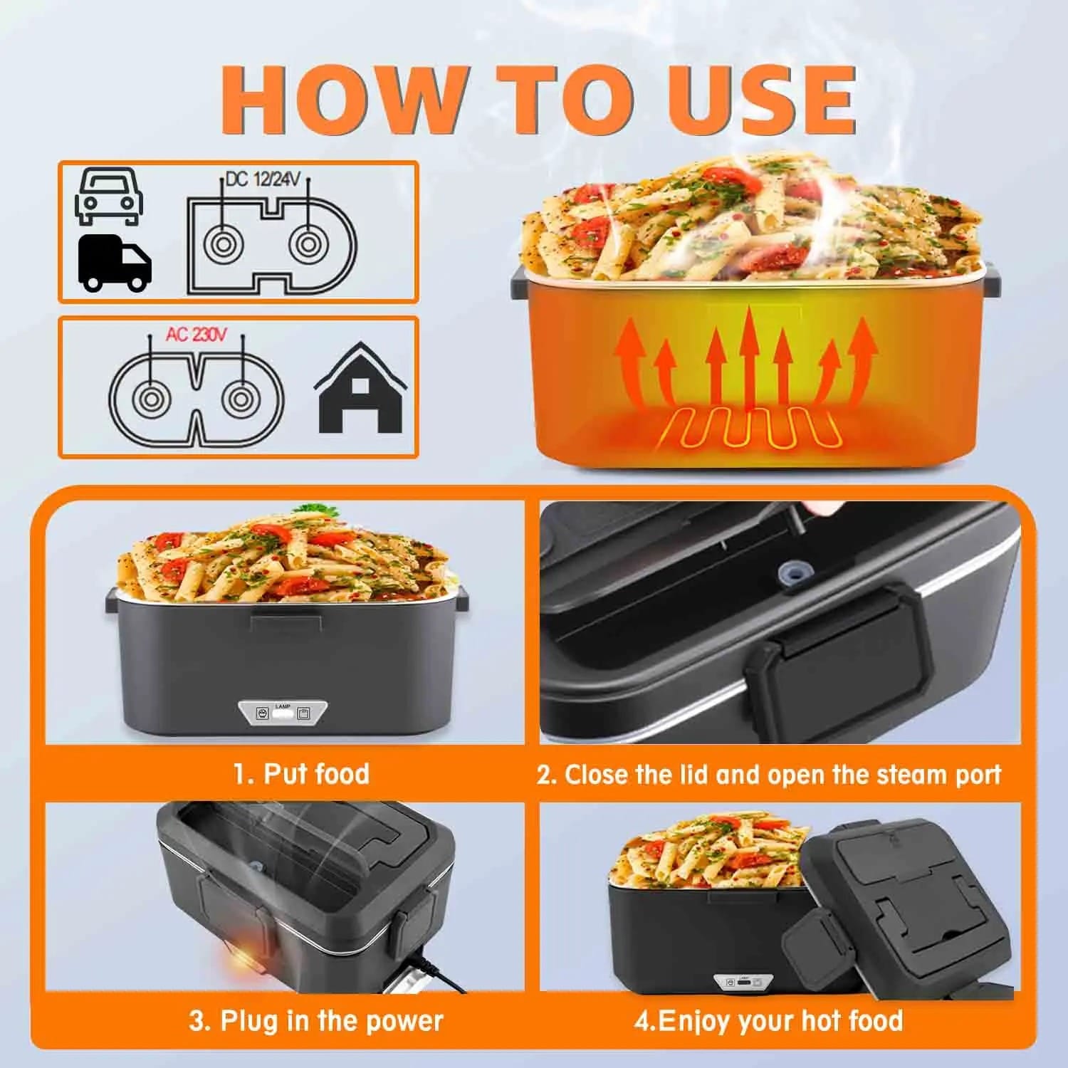 LunchBox Électrique Chauffante 80W - 1,5 à 2,5 litres lunchboxchauf
