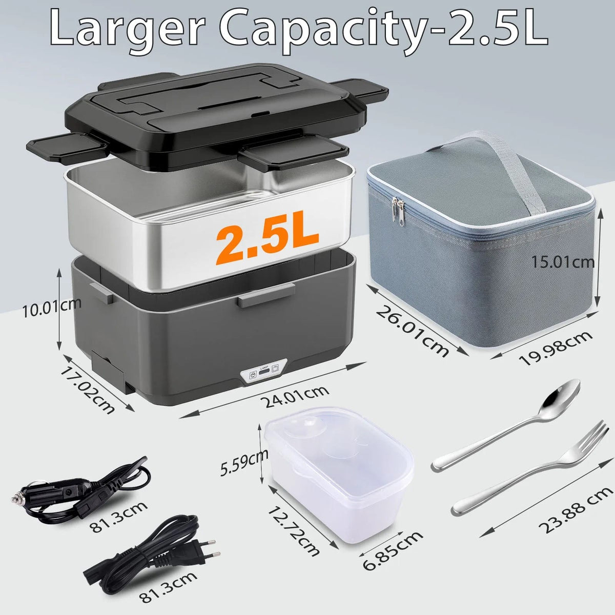 LunchBox Électrique Chauffante 80W - 1,5 à 2,5 litres lunchboxchauf