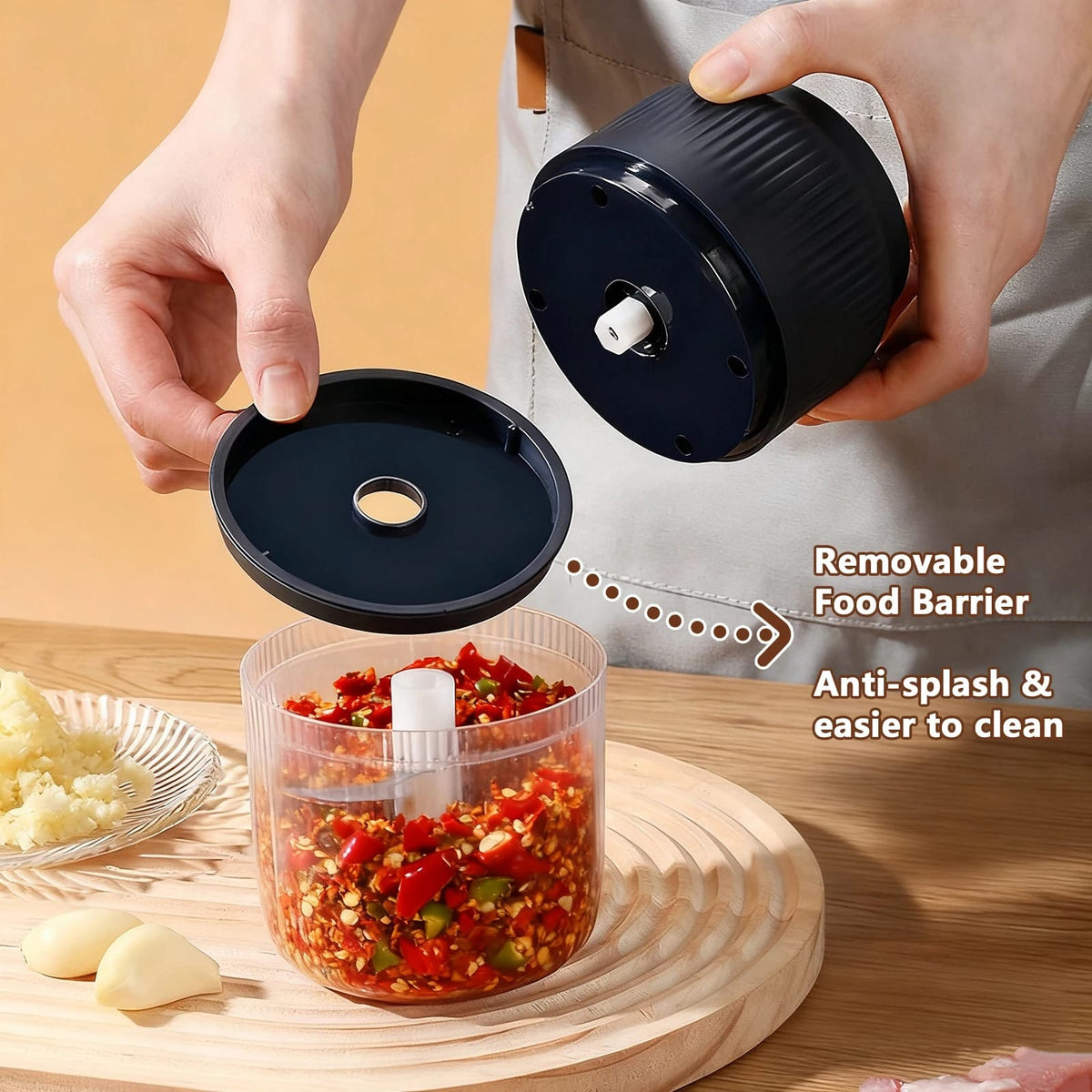 Mini Hachoir Électrique Rechargeable USB 300 ml — 6 Lames Inox hachoir electrique