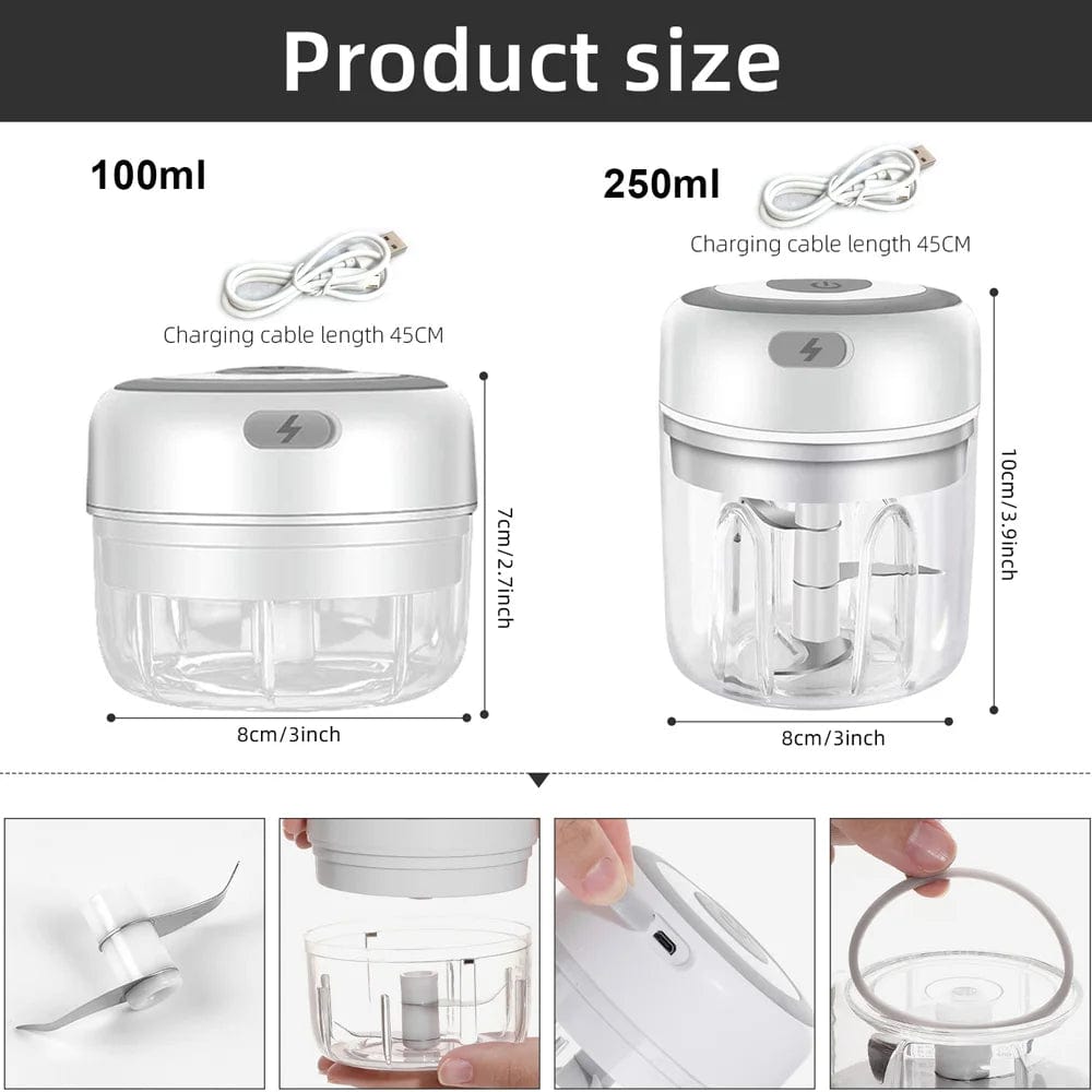 Mini Hachoir Électrique pour l'Ail et les Légumes - Broyeur USB Portable & sans Fil Hachoirs à légumes