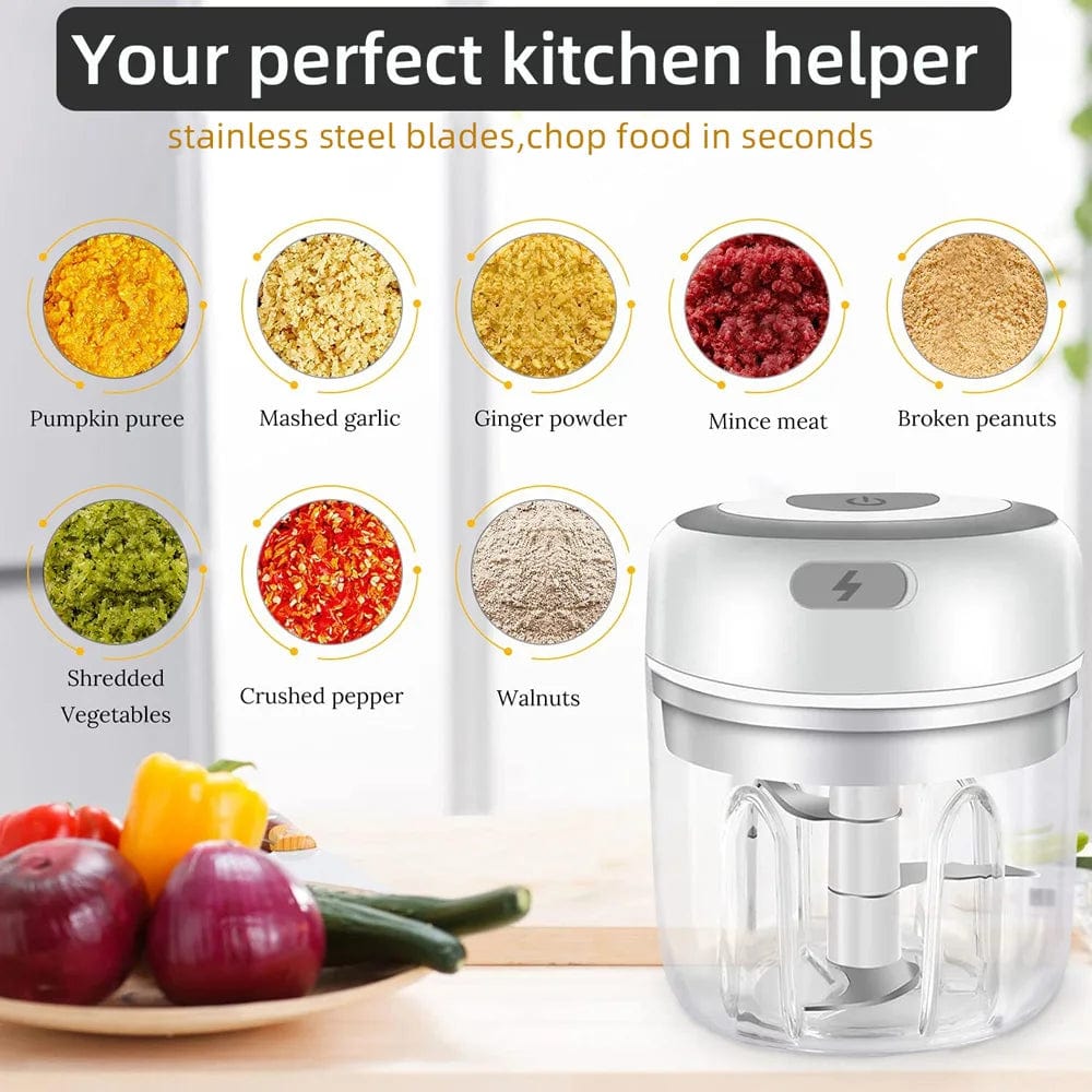 Mini Hachoir Électrique pour l'Ail et les Légumes - Broyeur USB Portable & sans Fil Hachoirs à légumes