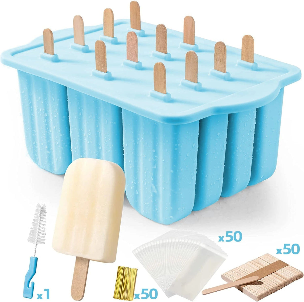 Moule à glace en silicone avec bâtonnets en bois moule glace