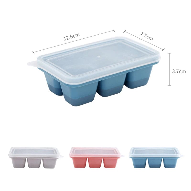 3 Bacs à glaçons de 6 compartiments en plastique avec couvercle bac à glaçons