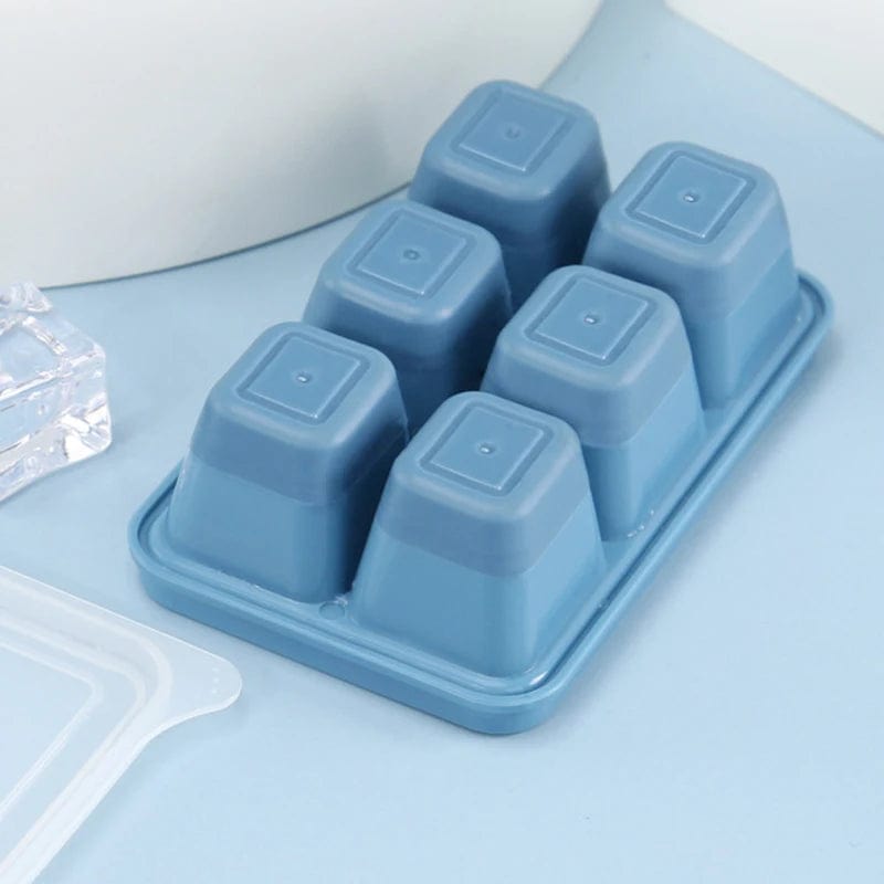 3 Bacs à glaçons de 6 compartiments en plastique avec couvercle bac à glaçons