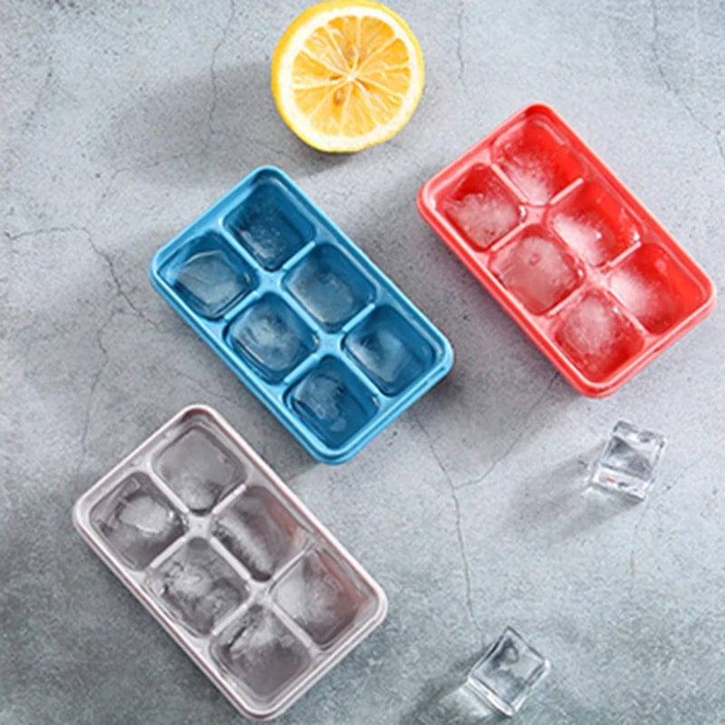 3 Bacs à glaçons de 6 compartiments en plastique avec couvercle bac à glaçons
