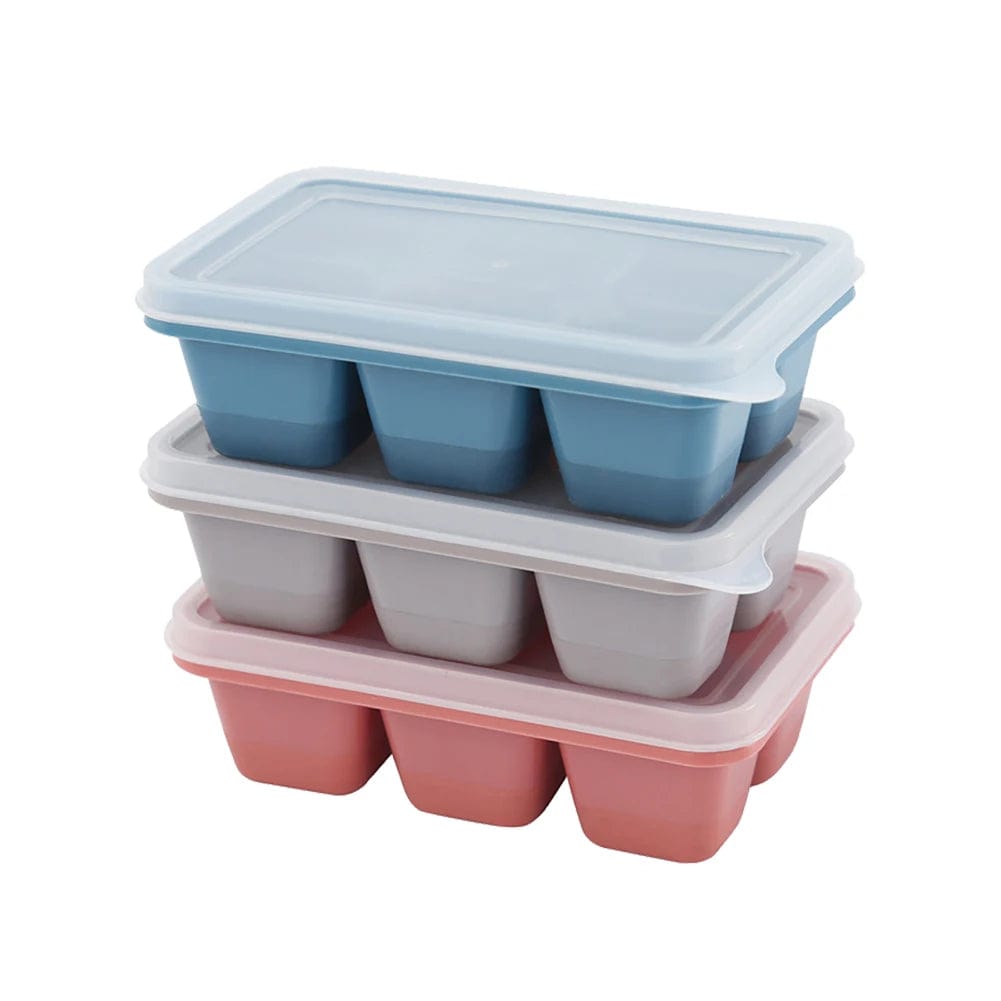 3 Bacs à glaçons de 6 compartiments en plastique avec couvercle bac à glaçons