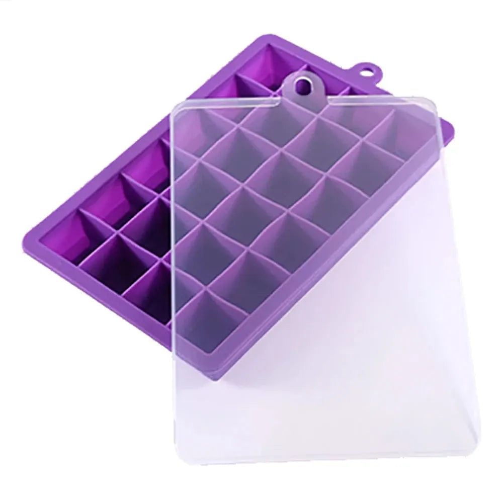 Bac à glaçons 24 compartiments - en silicone avec couvercle bac à glaçons