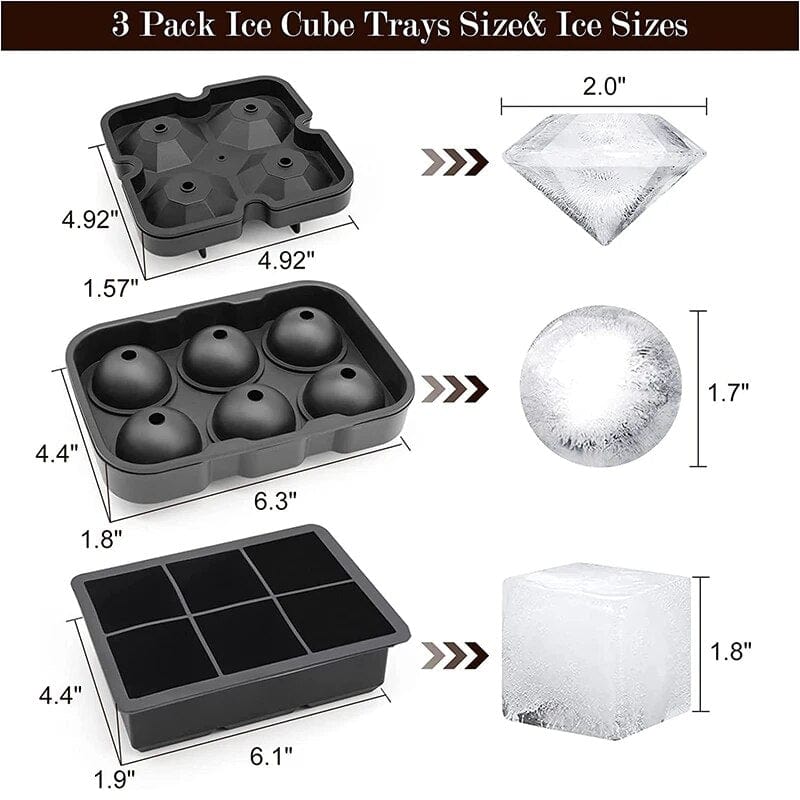 Moule à Glaçons Multiformes - Diamant, Boule, Balle de Fusil Moules à Glaçons