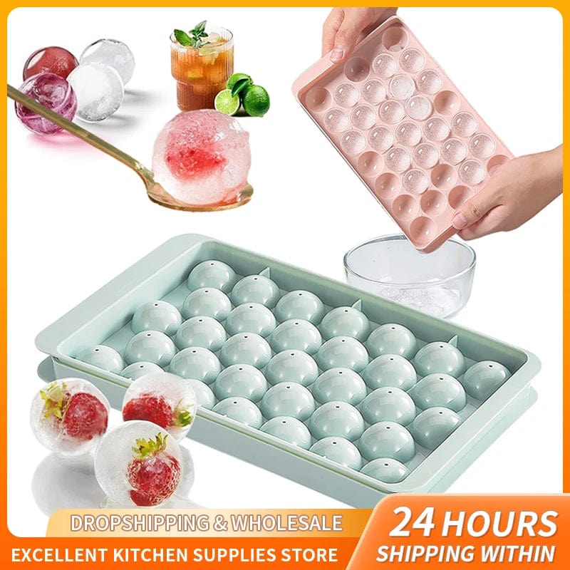 Moule à glaçons sphériques 33 boules - Idéal pour cocktails et whisky Moules à Glaçons
