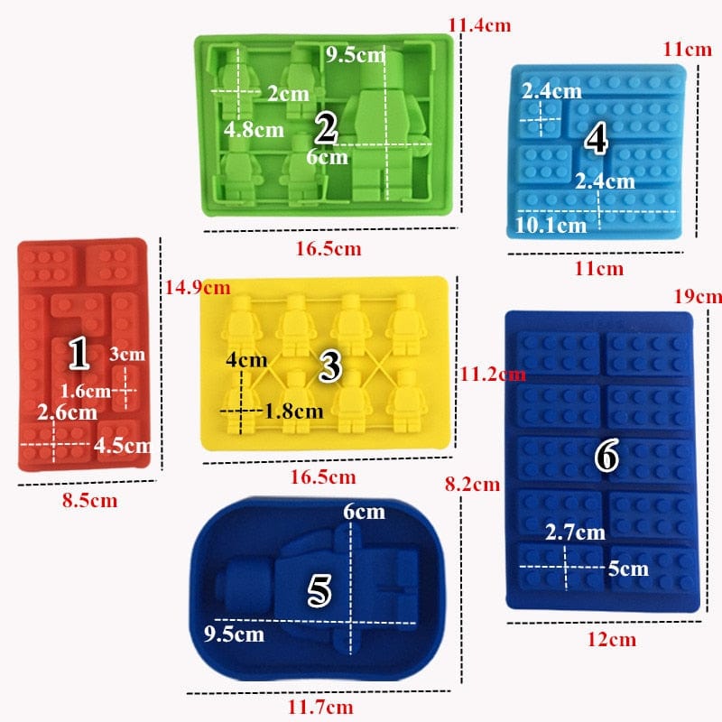 Moules à Gâteaux en forme de Lego (lot de 6) Moules à Gateau