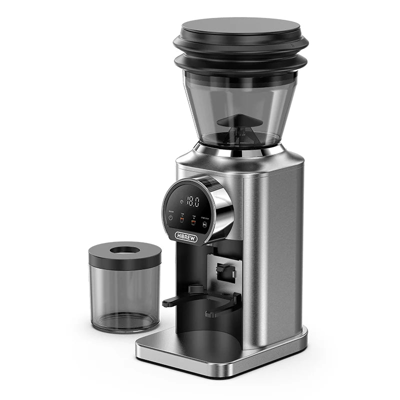Moulin à café électrique inox 48 mm avec récipient à mouture