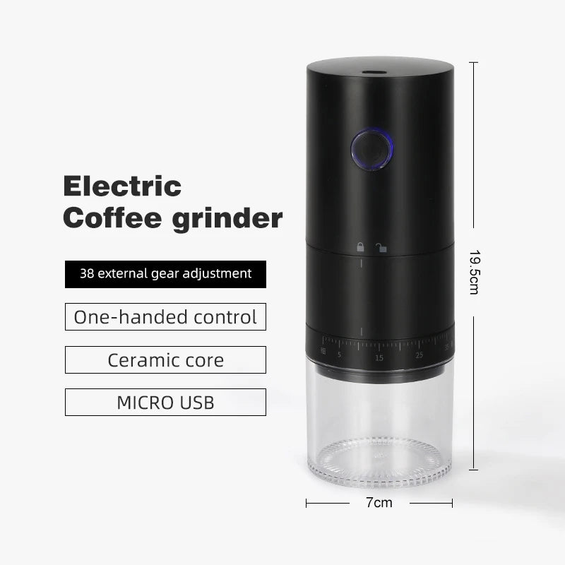 Moulin à Café Électrique Portable Sans Fil – Meule Céramique, USB