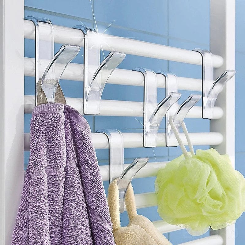 Organisateur de rangement pour radiateur de salle de bain blanc transparent - Coat Hook Eco-Friendly
