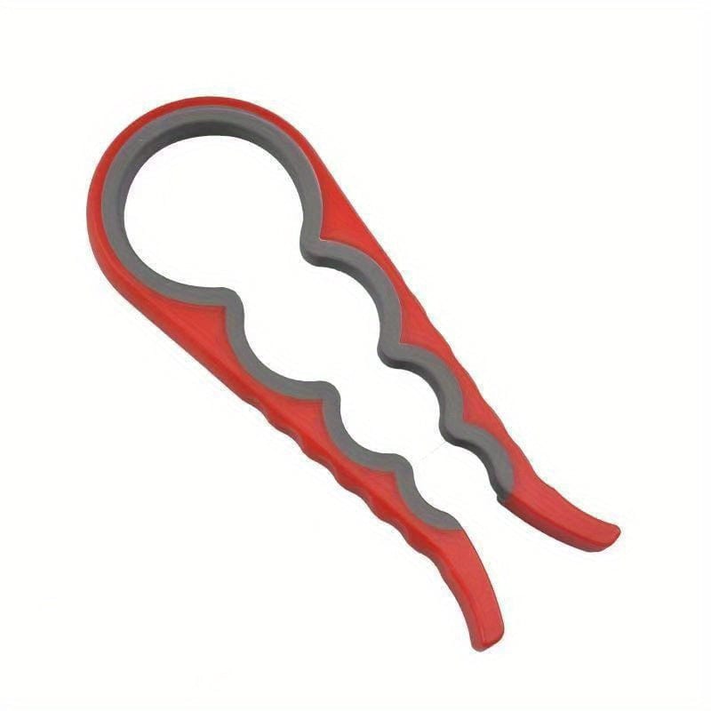 Ouvre-bocal 4 en 1 coloris rouge, 23 cm de long