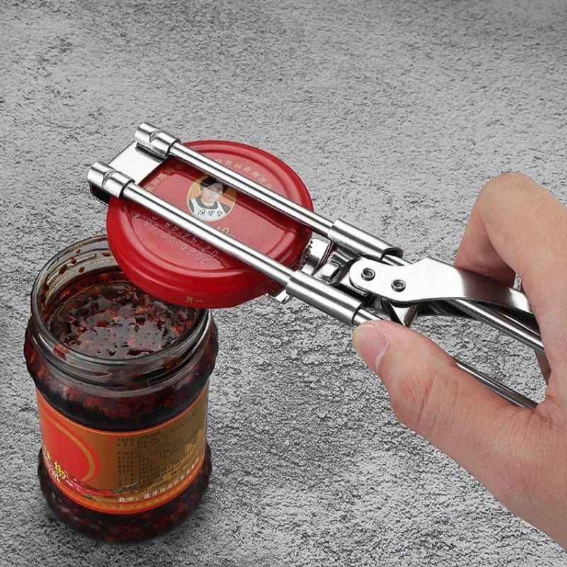 Ouvre-bouteille en acier inoxydable réglable antidérapant - Accessoire cuisine multifonction jarres et bouteilles