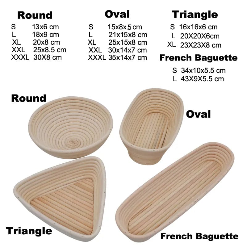 Panier de fermentation en rotin (lot de 2) – Banneton artisanal avec doublure en lin