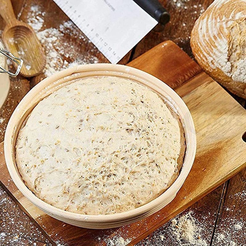 Panier de fermentation en rotin (lot de 2) – Banneton artisanal avec doublure en lin