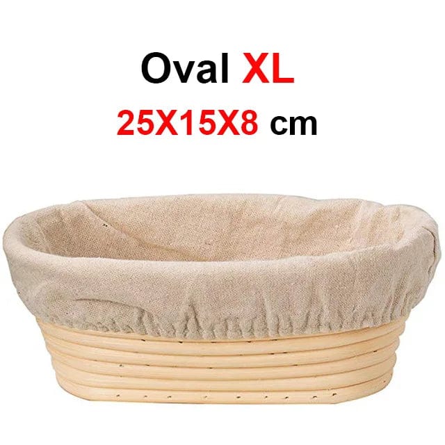 Panier de fermentation en rotin (lot de 2) – Banneton artisanal avec doublure en lin