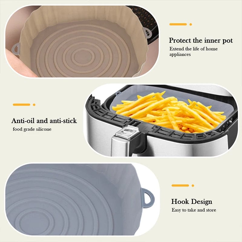 Panier en silicone réutilisable pour friteuse sans huile - Lot de 3 - Eco-Friendly