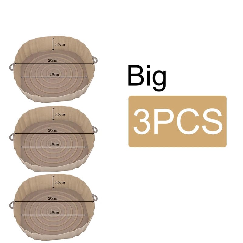Panier en silicone réutilisable pour friteuse sans huile - Lot de 3 - Eco-Friendly