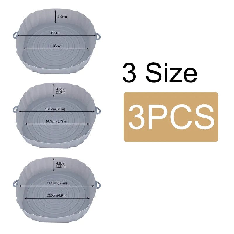 Panier en silicone réutilisable pour friteuse sans huile - Lot de 3 - Eco-Friendly