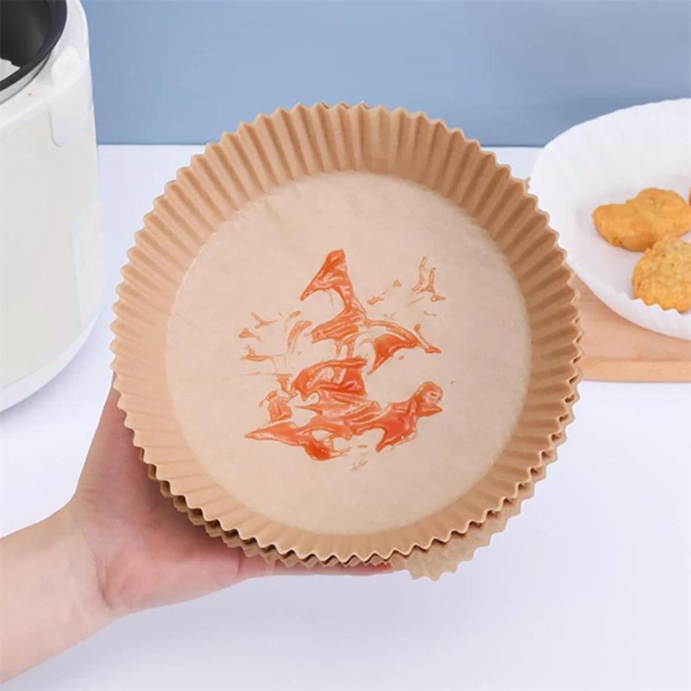 Papiers Cuisson Air Fryer, 100/50 Pièces, 16cm, Ronds, Blancs/Brun : Accessoires Cuisine Ecofriendly Air Fryer