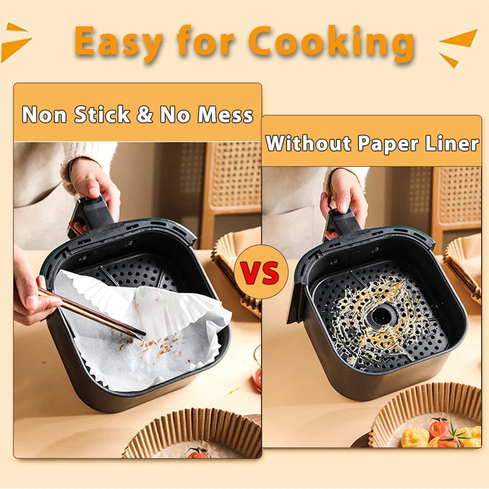 Papiers Cuisson Air Fryer, 100/50 Pièces, 16cm, Ronds, Blancs/Brun : Accessoires Cuisine Ecofriendly Air Fryer