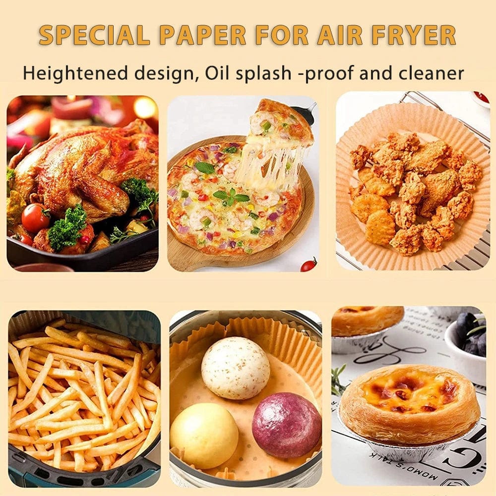 Papiers Cuisson Air Fryer, 100/50 Pièces, 16cm, Ronds, Blancs/Brun : Accessoires Cuisine Ecofriendly Air Fryer